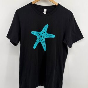 Bella Canvas Black T Shirt‎ Turquoise Starfish Graphic Print Women's Size M